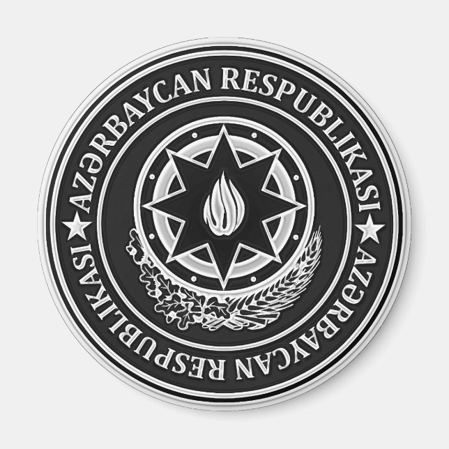 Aimant Emblème rond de l'Azerbaïdjan (Devant)