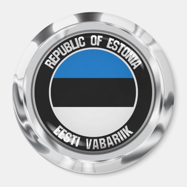 Aimant Emblème rond de l'Estonie (Devant)