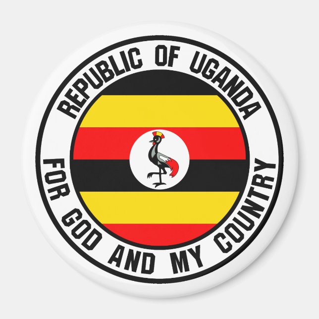 Aimant Emblème rond de l'Ouganda (Devant)