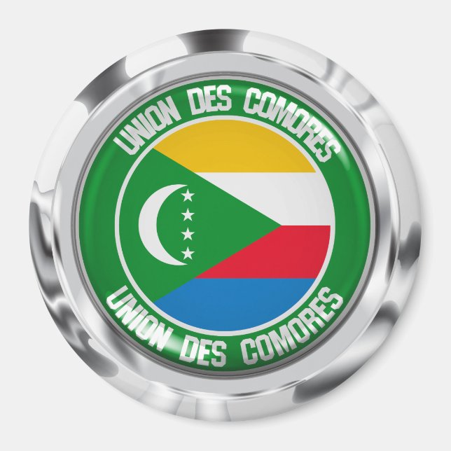 Aimant Emblème rond des Comores (Devant)