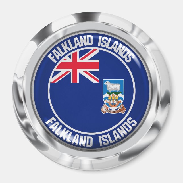 Aimant Emblème rond des îles Falkland (Devant)