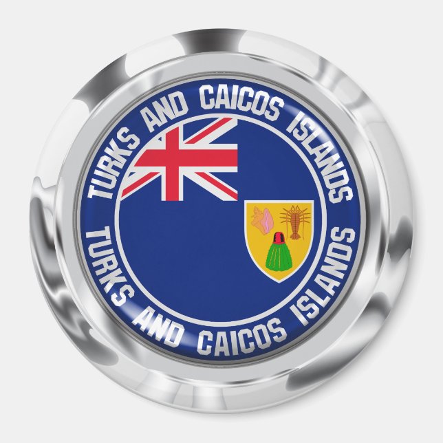 Aimant Emblème rond des îles Turques et Caïques (Devant)