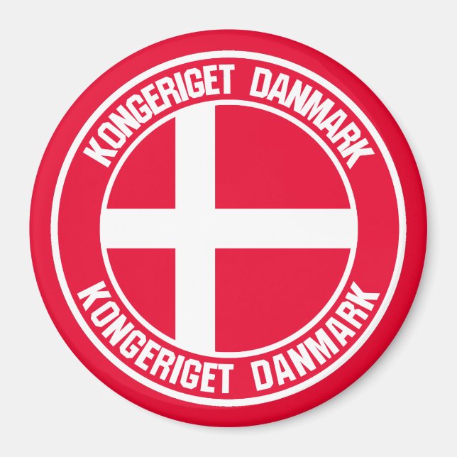 Aimant Emblème rond du Danemark (Devant)