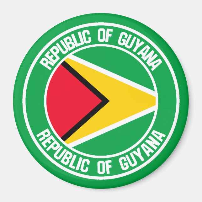 Aimant Emblème rond du Guyana (Devant)