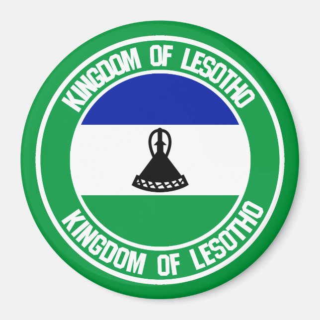 Aimant Emblème rond du Lesotho (Devant)