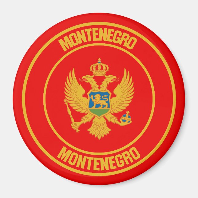 Aimant Emblème rond du Monténégro (Devant)
