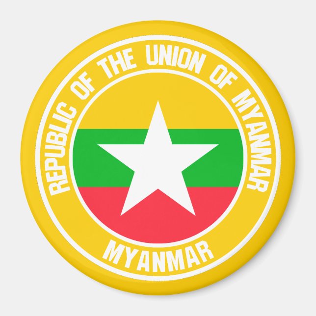 Aimant Emblème rond du Myanmar (Devant)