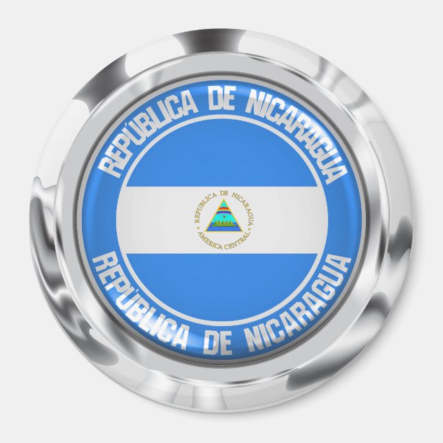 Aimant Emblème rond du Nicaragua (Devant)