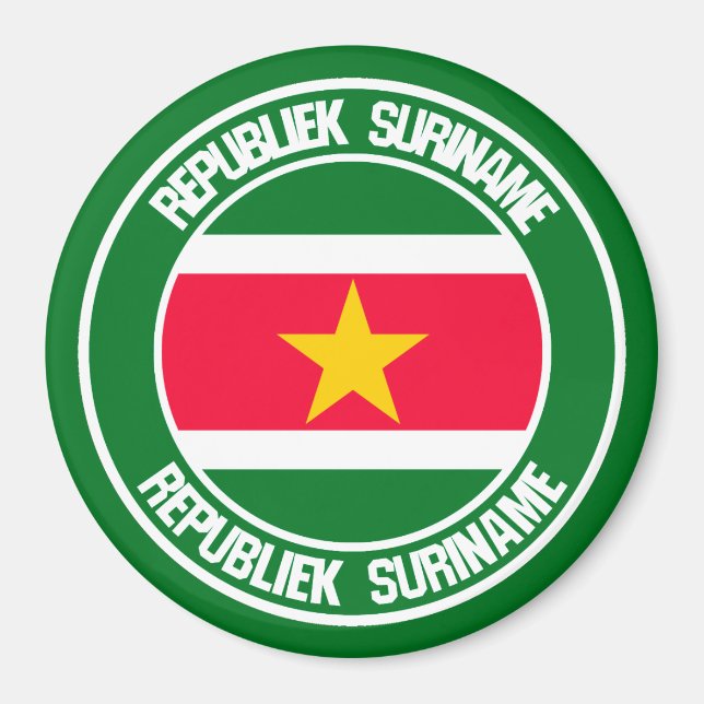 Aimant Emblème rond du Suriname (Devant)