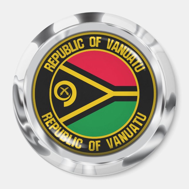 Aimant Emblème rond du Vanuatu (Devant)