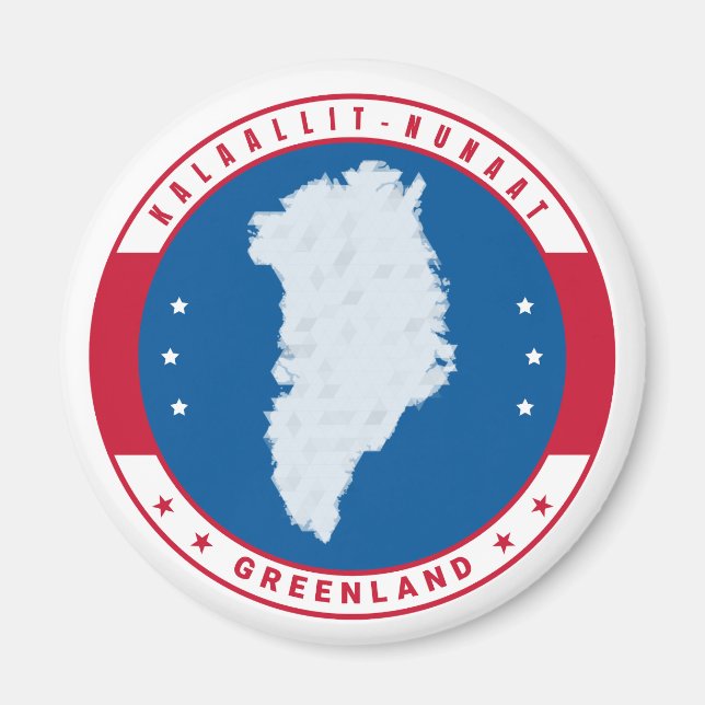 Aimant Emblème rond Rouge Groenland Carte Kalaallit Nunaa (Devant)