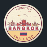 Aimant Emblème Skyline de Bangkok Thaïlande<br><div class="desc">Design minimaliste et coloré de Bangkok,  avec monuments et monuments de la ville en Thaïlande.</div>