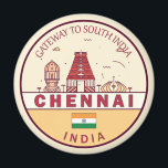 Aimant Emblème Skyline de Chennai India City<br><div class="desc">Design d'art minimaliste et coloré de Chennai,  avec monuments et monuments de la ville en Inde.</div>