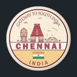 Aimant Emblème Skyline de Chennai India City<br><div class="desc">Design d'art minimaliste et coloré de Chennai,  avec monuments et monuments de la ville en Inde.</div>