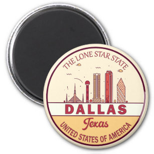 Aimant Emblème Skyline de Dallas Texas City