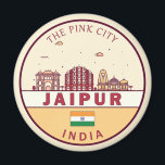 Aimant Emblème Skyline de Jaipur India City<br><div class="desc">Design minimaliste et coloré de Jaipur,  avec monuments et monuments de la ville en Inde.</div>