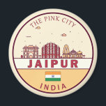 Aimant Emblème Skyline de Jaipur India City<br><div class="desc">Design minimaliste et coloré de Jaipur,  avec monuments et monuments de la ville en Inde.</div>