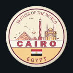 Aimant Emblème Skyline de la ville du Caire<br><div class="desc">Design d'art minimaliste et coloré du Caire avec monuments et monuments de la ville en Egypte.</div>