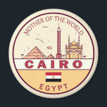 Aimant Emblème Skyline de la ville du Caire<br><div class="desc">Design d'art minimaliste et coloré du Caire avec monuments et monuments de la ville en Egypte.</div>