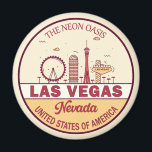 Aimant Emblème Skyline de Las Vegas Nevada City<br><div class="desc">Art minimaliste et coloré de Las Vegas avec monuments et monuments de la ville dans le Nevada.</div>