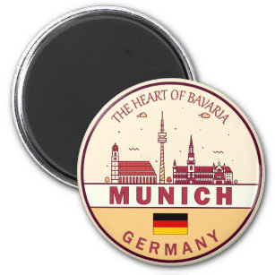 Aimant Emblème Skyline de Munich Allemagne