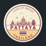 Aimant Emblème Skyline Pattaya Thaïlande City<br><div class="desc">Art minimaliste et coloré de Pattaya avec monuments et monuments de la ville en Thaïlande.</div>