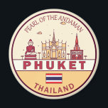 Aimant Emblème Skyline Phuket Thaïlande City<br><div class="desc">Design d'art minimaliste et coloré de Phuket,  avec monuments et monuments de la ville en Thaïlande.</div>