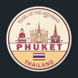 Aimant Emblème Skyline Phuket Thaïlande City<br><div class="desc">Design d'art minimaliste et coloré de Phuket,  avec monuments et monuments de la ville en Thaïlande.</div>
