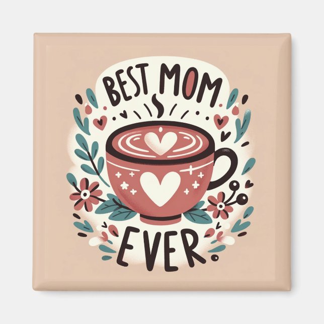 Aimant Embrassage chaleureux - Meilleure maman jamais (Devant)