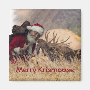 Aimant Embrasser le Père Noël et l'aimant à élan