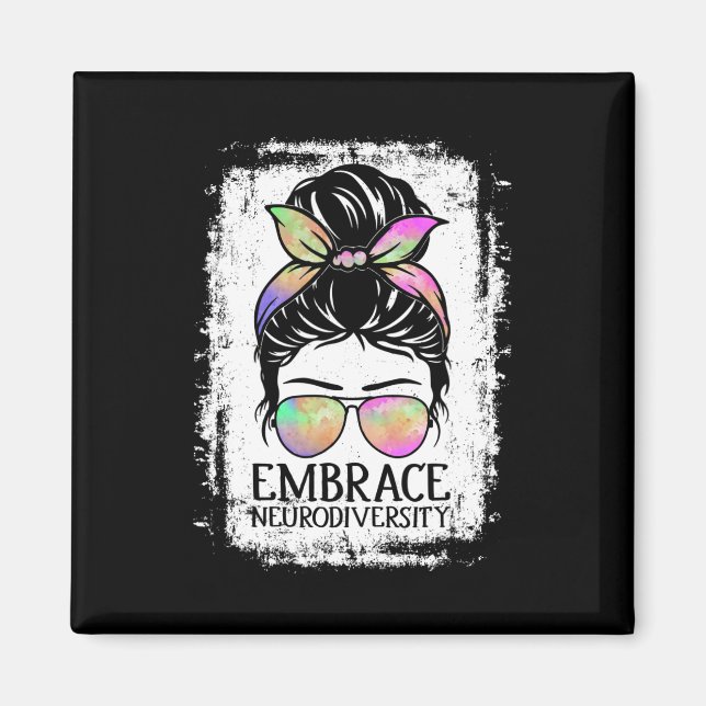 Aimant Embrassez la Sensibilisation sur l'autisme Neurodi (Devant)