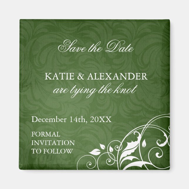 Aimant Emerald Green Enregistrer le Mariage de date (Devant)