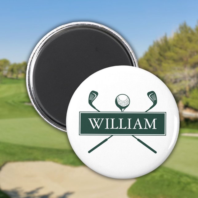 Aimant Emerald Green Nom personnalisé Golf Ball Clubs (Emerald Green Personalized Name Golf Ball Clubs Magnet)