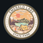 Aimant Emerald Lake State Park Insigne du Vermont<br><div class="desc">Illustration du parc d'état Emerald Lake dans un cercle de style badge.</div>