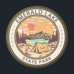 Aimant Emerald Lake State Park Insigne du Vermont<br><div class="desc">Illustration du parc d'état Emerald Lake dans un cercle de style badge.</div>