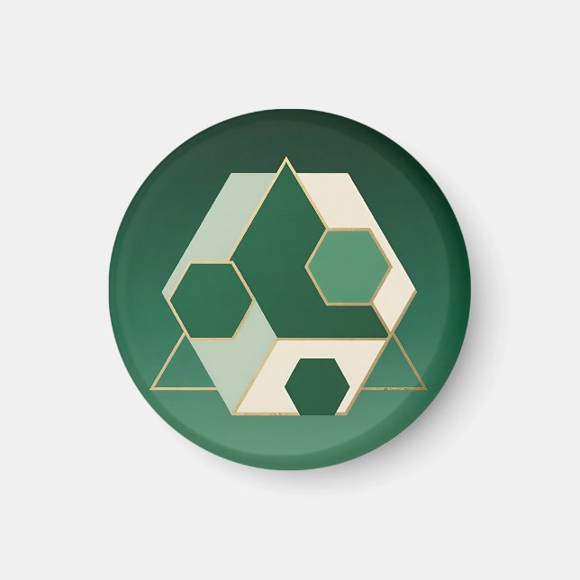 Aimant Émeraude Hexagone Géométrique Luxe (Devant)