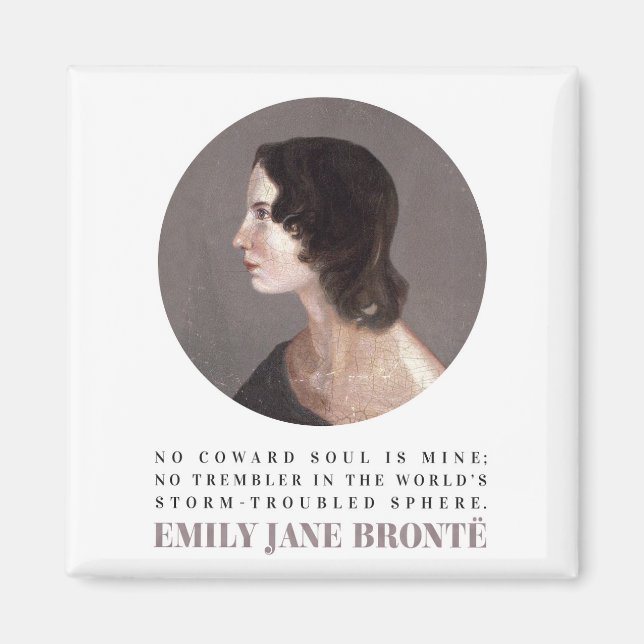 Aimant Emily Bronte Portrait et Citation - Pas d'Âme Cowa (Devant)
