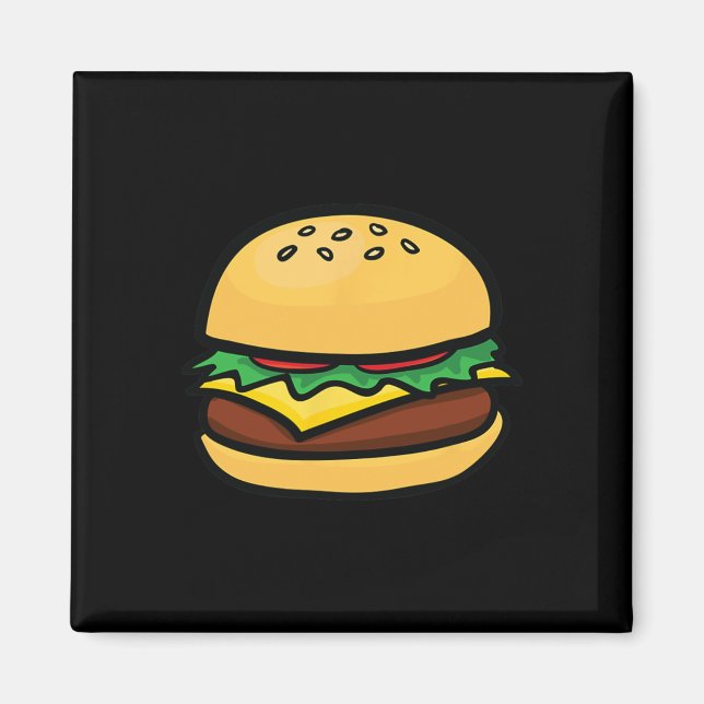 Aimant Emoticône Cheeseburger Hamburger Fromage BBQ  (Devant)