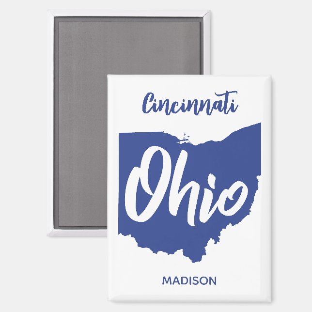 Aimant Emplacement personnalisé et nom Ohio (Recto/Verso)