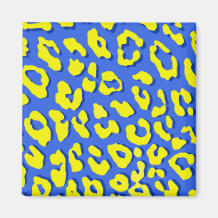 Aimant Empreinte de léopard bleu jaune