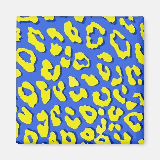 Aimant Empreinte de léopard bleu jaune (Devant)