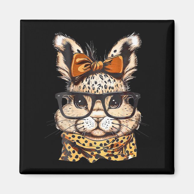 Aimant Empreinte de léopard de Pâques Gles Rabbit Imprime (Devant)