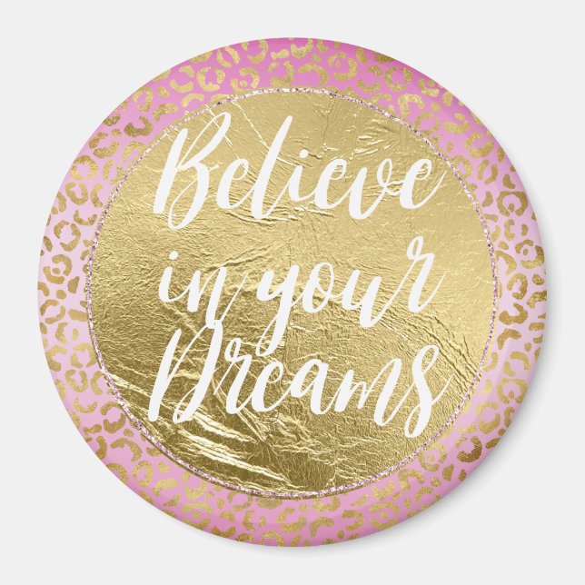 Aimant Empreinte de léopard or rose (Devant)