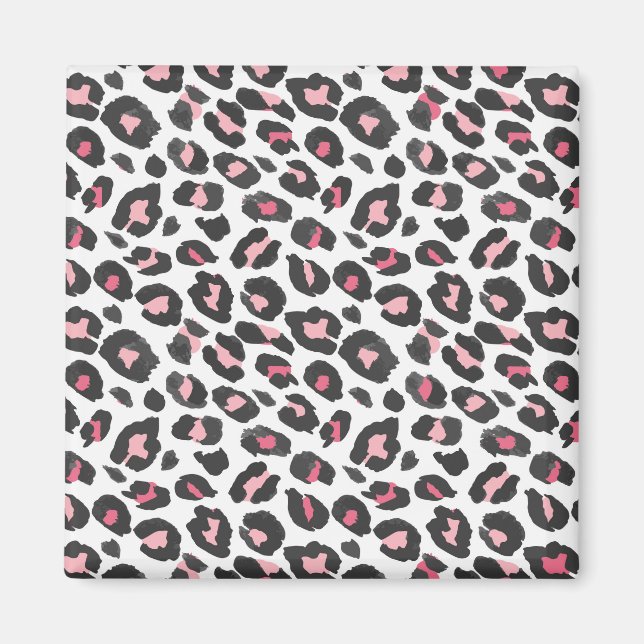 Aimant Empreinte de léopard, papier guépard, rose, girly (Devant)
