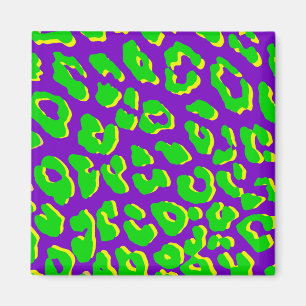Aimant Empreinte de léopard vert violet jaune