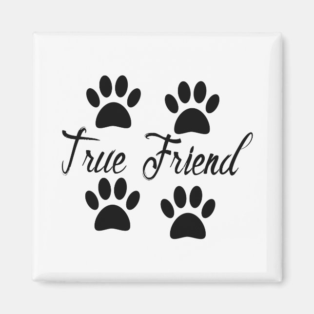 Aimant Empreinte de patte chien Vrai Amis Texte (Devant)