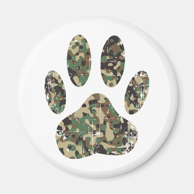 Aimant Empreinte de patte de chien Camo en détresse (Devant)