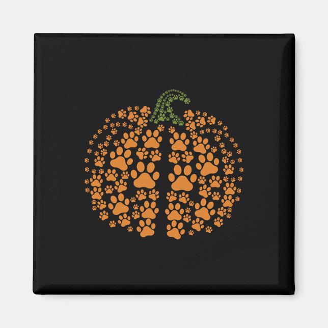 Aimant Empreinte de patte de chien Citrouille automne Amo (Devant)