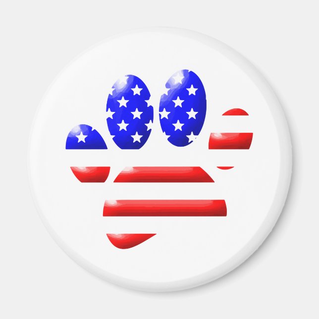 Aimant Empreinte de patte de chien Drapeau américain  (Devant)