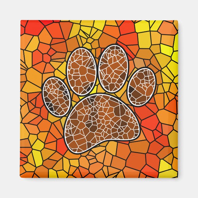 Aimant Empreinte de patte de chien en art mosaïque (Devant)